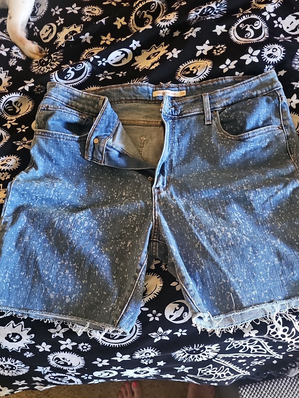 Levi's Blue Speckled Denim Cutoff Shorts